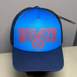 Duluth Trading Co new Blue and Black Mesh trucker Cap